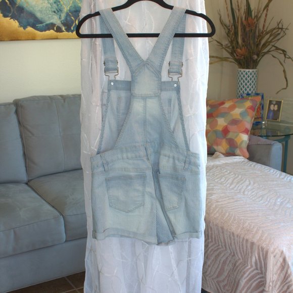 Blue Spice | Striped Overall Shorts | Denim Overalls - Picture 2 of 6